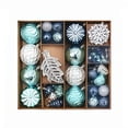 thumbnail image 1 of Blue‑Silver Christmas Tree Ornament Set 62 Pack, Shatterproof Plastic Baubles, Snowflake, Star and Leaf Hanging Decorations for Holiday Party Decor, 1 of 6