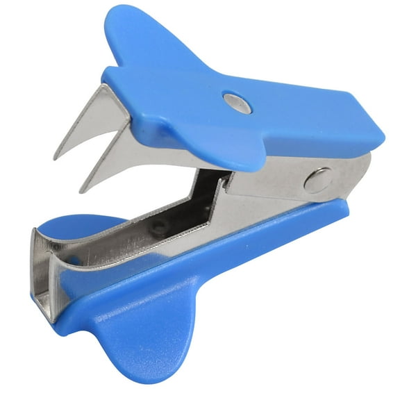 Blue Silver Tone Jaw Style Stationery Staple Remover