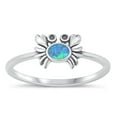 thumbnail image 1 of Blue Simulated Opal Crab Ring .925 Sterling Silver Beach Band Cubic Zirconia Jewelry Female Size 4, 1 of 4