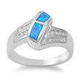 thumbnail image 1 of Blue Simulated Opal Elegant Ring .925 Sterling Silver Band White CZ Jewelry Female Size 10, 1 of 4
