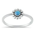 thumbnail image 1 of Blue Simulated Opal Flower Ring 925 Sterling Silver Daisey Band Cubic Zirconia Jewelry Female Size 8, 1 of 4