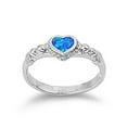 thumbnail image 1 of Blue Simulated Opal Heart Love Ring .925 Sterling Silver Band Cubic Zirconia Jewelry Female Size 6, 1 of 4
