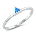 thumbnail image 1 of Blue Simulated Opal Mini Triangle Ring Sterling Silver Size 7, 1 of 3