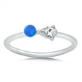 thumbnail image 1 of Blue Simulated Opal Pear Shape Clear Cubic Zirconia Classic Ring Sterling Silver Size 7, 1 of 3