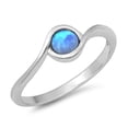 thumbnail image 1 of Blue Simulated Opal Round Tension Ring Sterling Silver Size 8, 1 of 3