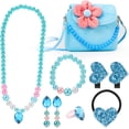 thumbnail image 1 of Blue Simulated Pearl Princess Jewelry Toys Set with Plush Crossbody Bag, 1 of 7