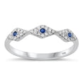 thumbnail image 1 of Blue Simulated Sapphire & Clear CZ Evil Eye Ring .925 Sterling Silver Band Female Size 10, 1 of 4