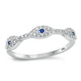 thumbnail image 1 of Blue Simulated Sapphire Evil Eye Ring .925 Sterling Silver Band Cubic Zirconia Jewelry Female Size 5, 1 of 4