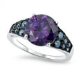 thumbnail image 1 of Blue Simulated Sapphire Modern Abstract Ring 925 Sterling Silver Band CZ Jewelry Female Size 5, 1 of 4