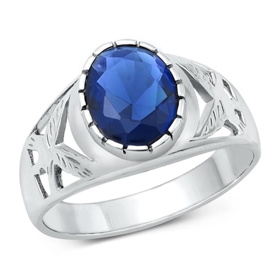 Blue Simulated Sapphire Ring .925 Sterling Silver Band Cubic Zirconia Jewelry Female Male Size 8