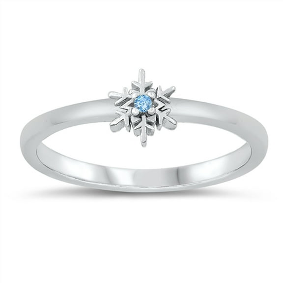 Blue Simulated Topaz Snowflake Ice Queen Ring .925 Sterling Silver Band Cubic Zirconia Female Size 6