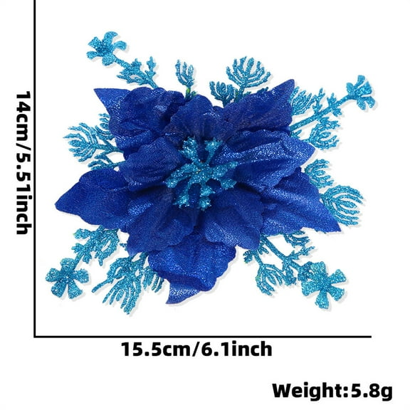 Blue Simulation Christmas Flowers 16Cm Artificial Decor For Tree Ornament Plastic Crafted Design