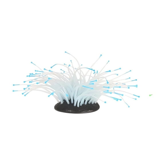 Blue Simulation Luminous Anemone Fish Tank Landscaping Decoration Aquarium Scenery Blue Color Silicone Material Realistic Look Glow In The Dark Effect Safe