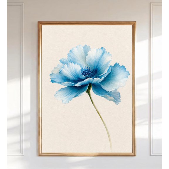 Blue Single Flower Botanical Decor Wall Art