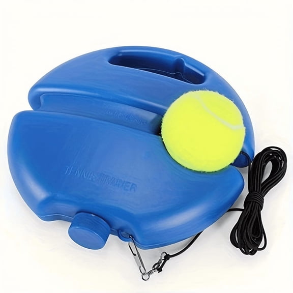 Blue Single Tennis Trainer Ball, Self Training Tool with Weighted Base & Rope, Tennis Practice Device for Indoor Outdoor Practice