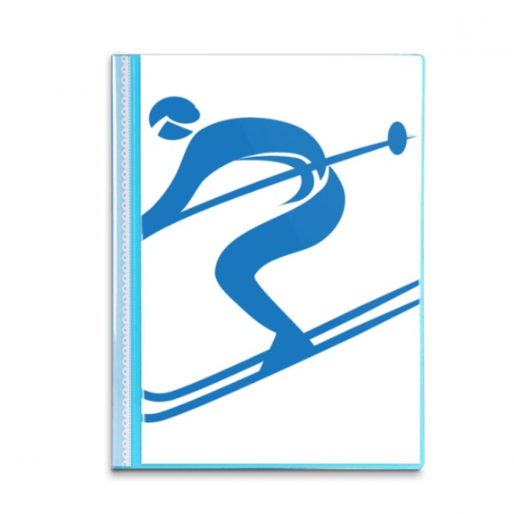 Blue Skiing Winter Sport Outline Book Sheet Protectors Portfolio Binder Folder