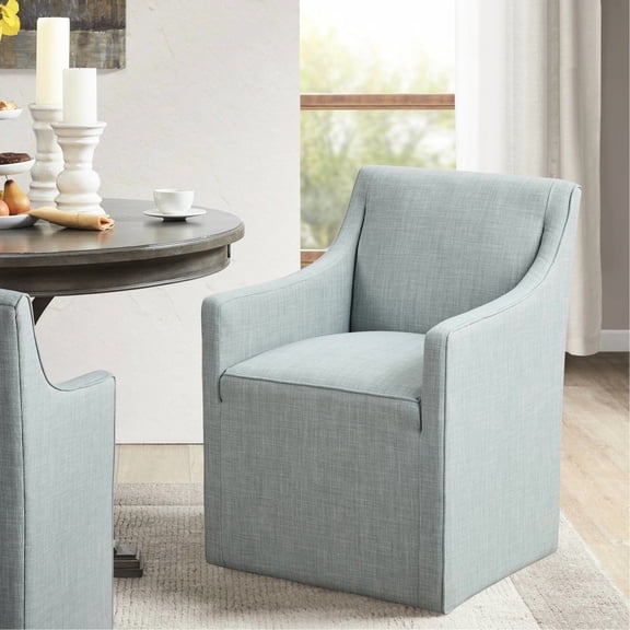 Blue Skirted Dining Chair - Fully Upholstered, Wood. No Assembly. Padded For Extra Comfort. Suits Traditional And Styles. Seat Dimensions: 20.25"w X 17.75"d 20"h. 24.7"w 24.53"d 34.04"h. 100%