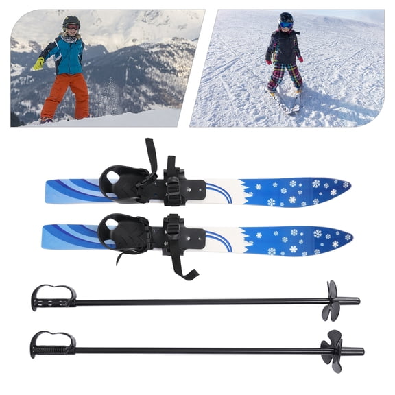 Blue Skis and Poles with Strong Load-bearing For Outdoor Activities Such As Skiing, Grass Skiing