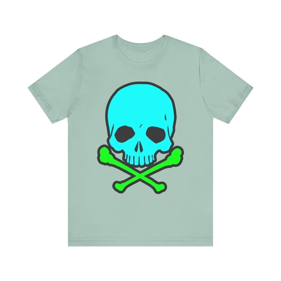 Blue Skull Graphic Design Tee, Skull Shirt, Vintage Tees, Art Design T-Shirt, Vintage Graphic Tee, Art Shirts with Skulls