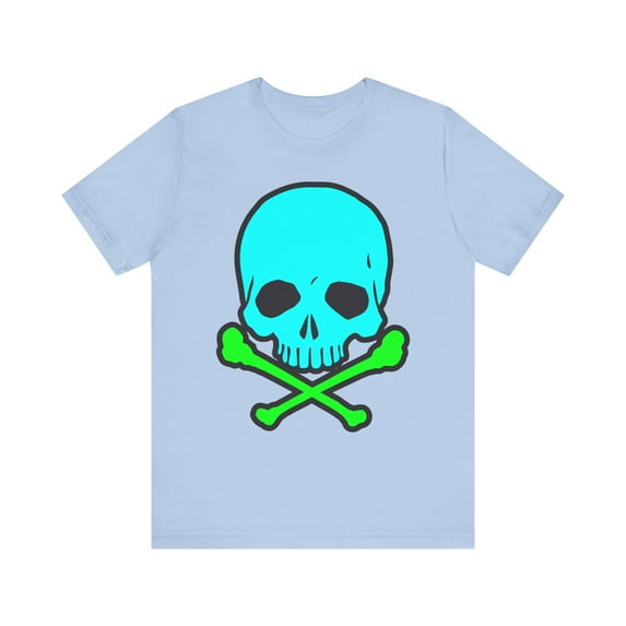 Blue Skull Graphic Design Tee, Skull Shirt, Vintage Tees, Art Design T-Shirt, Vintage Graphic Tee, Art Shirts with Skulls