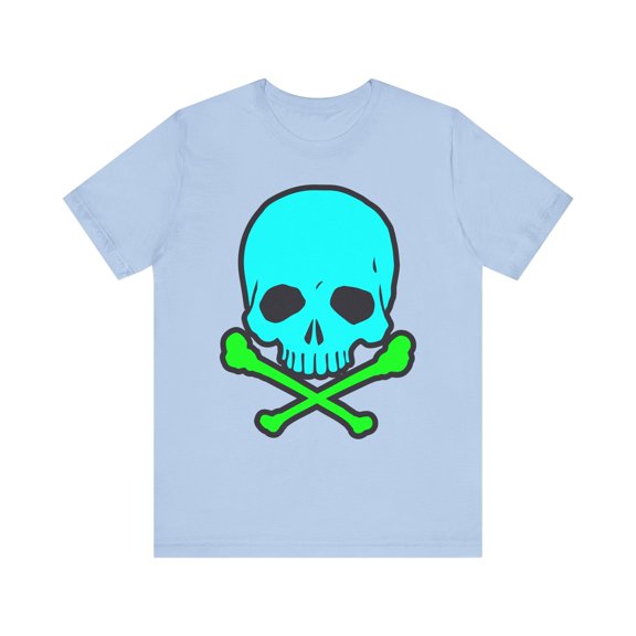 Blue Skull Graphic Design Tee, Skull Shirt, Vintage Tees, Art Design T-Shirt, Vintage Graphic Tee, Art Shirts with Skulls