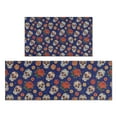 thumbnail image 1 of Blue Skull Rose Flower Pattern Kitchen Rugs Sets Of 2,Anti Fatigue Kitchen Mat Rugs Non Slip Washable,Decorative Kitchen Floor Mats for Kitchen,Sink,Laundry,17"x30"+17"x47", 1 of 7