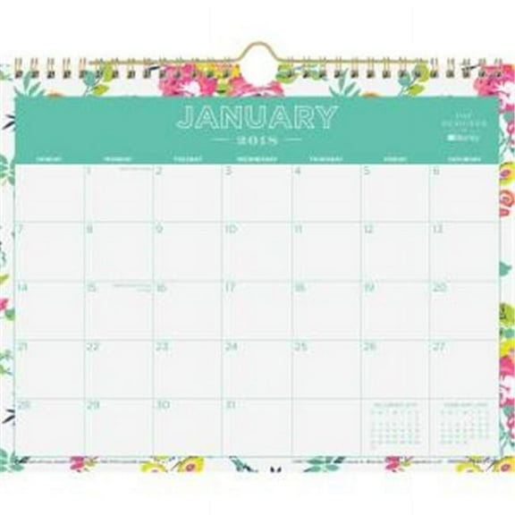 Blue Sky 11 x 9 in. 2018 Day Designer White Floral Wall Calendar
