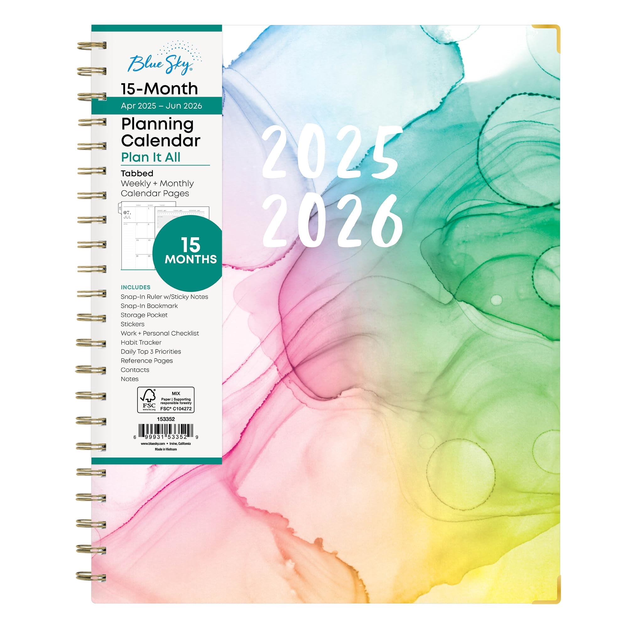 Kelly Ventura 2024 Weekly & Monthly Planner – 8.5 X 11, Flexible Floral Cover, Wirebound, Dated Jan-Dec With Extra Pages