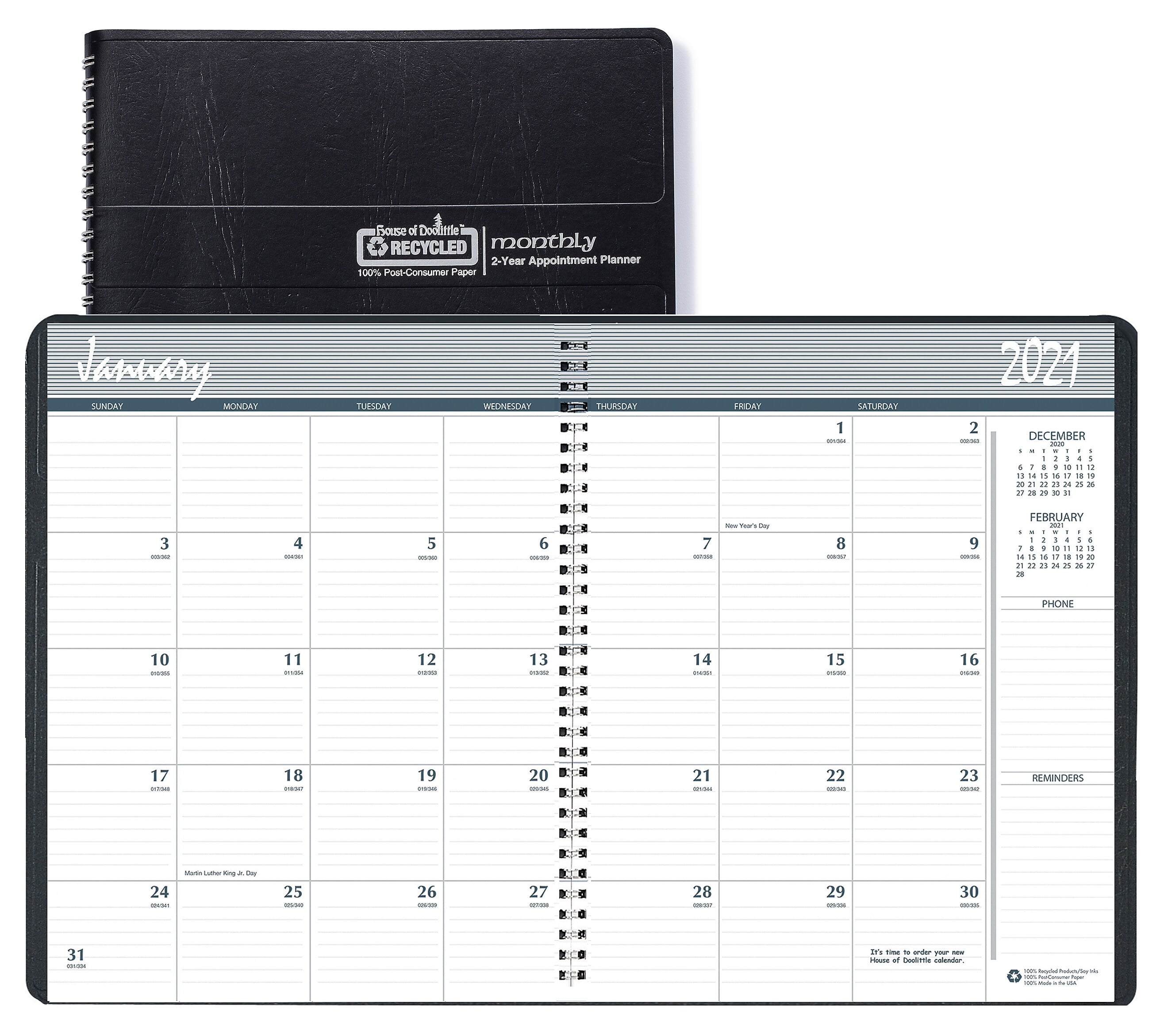 Blue Sky 2021 8.5" x 11" 2-Year Monthly Planner Black 26200221