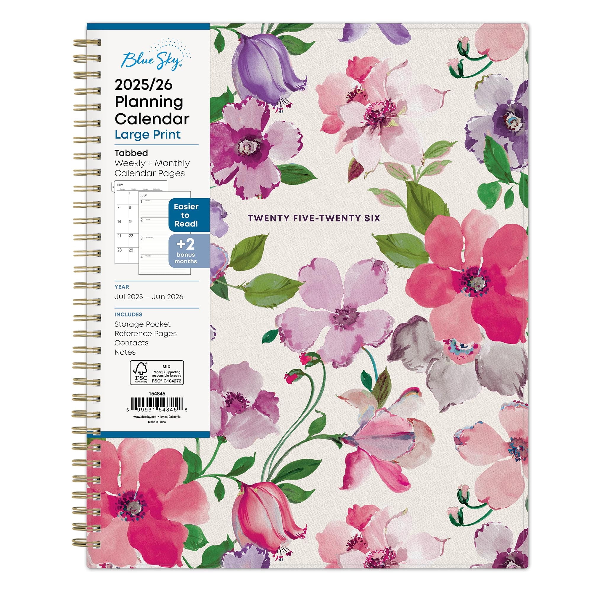 Blue Sky 2025 2026 Academic Year Large Print Weekly And Monthly Planner Blue sky 2025 2026 academic year large print weekly and monthly planner