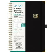 Blue Sky 2025-2026 Academic Year Weekly and Monthly Planner Calendar, July 2025 - June 2026, 12-Month, 5" x 8", Faux Leather Cover, Wirebound, Storage Pocket, Laminated Tabs, Black
