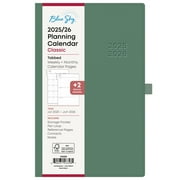 Blue Sky 2025-2026 Weekly and Monthly Academic Year Planner Calendar, July 2025 - June 2026, 5" x 8", Faux Leather Hard Cover, Bookbound, Laminated Tabs, Storage Pocket, Rio Green