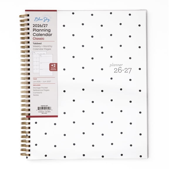 Blue Sky 2026-2027 Weekly and Monthly Academic Year Planner Calendar, July 2026 - June 2027, 8.5" x 11", Flexible Cover, Wirebound, Laminated Tabs, Storage Pocket, Pippi