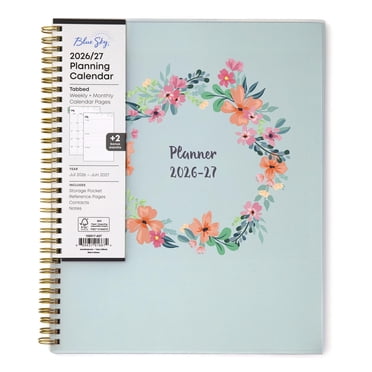 June July Blue Sky 2026-2027 Weekly and Monthly Academic Year Planner Calendar ...