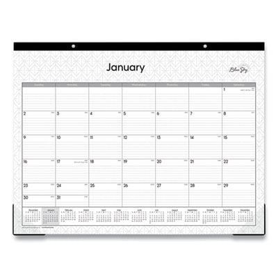 Blue Sky 111294 Enterprise Desk Pad, Geometric Artwork, 22 X 17, White/gray Sheets, Black Binding, Clear Corners, 12-month (jan To Dec): 2026