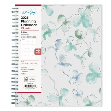 Blue Sky 2026 Monthly Planner Calendar, January 2026 - December 2026, 8" x 10", Flexible Frosted Cover, Laminated Tabs, Durable Twin Wire Binding, Lindley