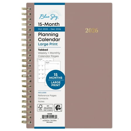 Blue Sky Monthly Weekly Medium Planner (5" x 8") Coco 15-Month October 2025 - December 2026
