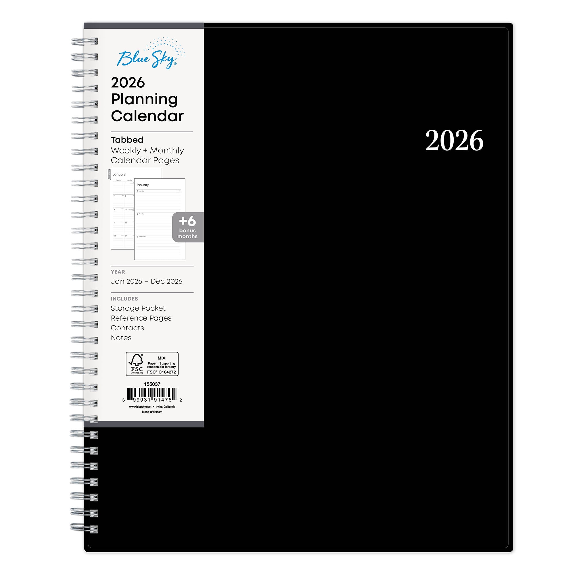 Walmart Black Friday Deals 2025 - Blue Sky 2026 Weekly and Monthly Planner Calendar, Includes January 2026 - December 2026, 8.5" x 11", Flexible Cover, Wirebound, Laminated Tabs, Storage Pocket, Enterprise