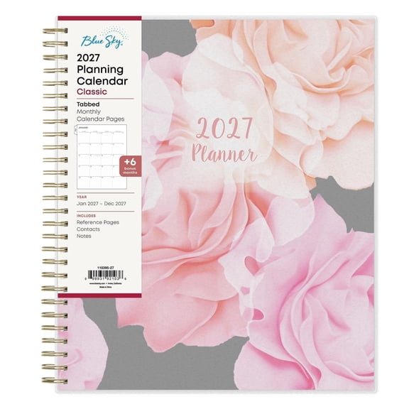 Blue Sky 2027 Monthly Planner Calendar, January 2027 - December 2027, 8" x 10", Flexible Frosted Cover, Laminated Tabs, Durable Twin Wire Binding, Joselyn