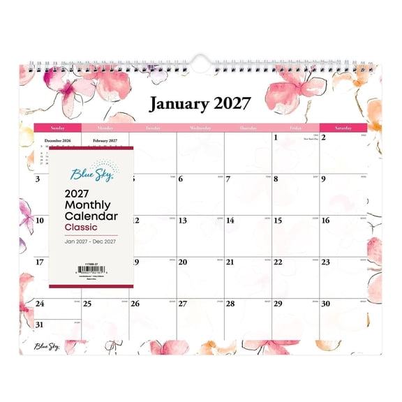 Blue Sky 2027 Monthly Wall Calendar, January 2027 - December 2027, Durable Twin Wire Binding, 15" x 12", Perfect For Home, Office And Classrooms, Lindley Multi