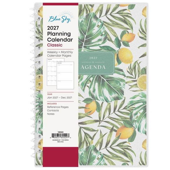 Blue Sky 2027 Weekly and Monthly Planner Calendar, January 2027 - December 2027, 5" x 8", Flexible Frosted Cover, Snag-Free Plastic Spiral Binding, Rimini