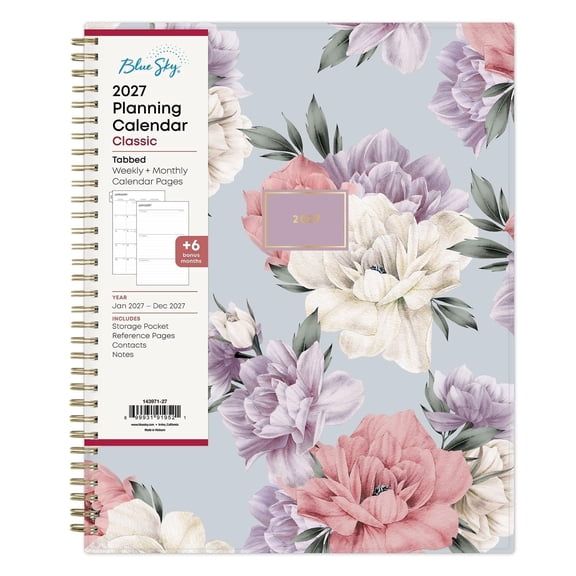 Blue Sky 2027 Weekly and Monthly Planner Calendar, January 2027 - December 2027, 8.5" x 11", Flexible Cover, Laminated Tabs, Durable Twin Wire Binding, Storage Pocket, Tula