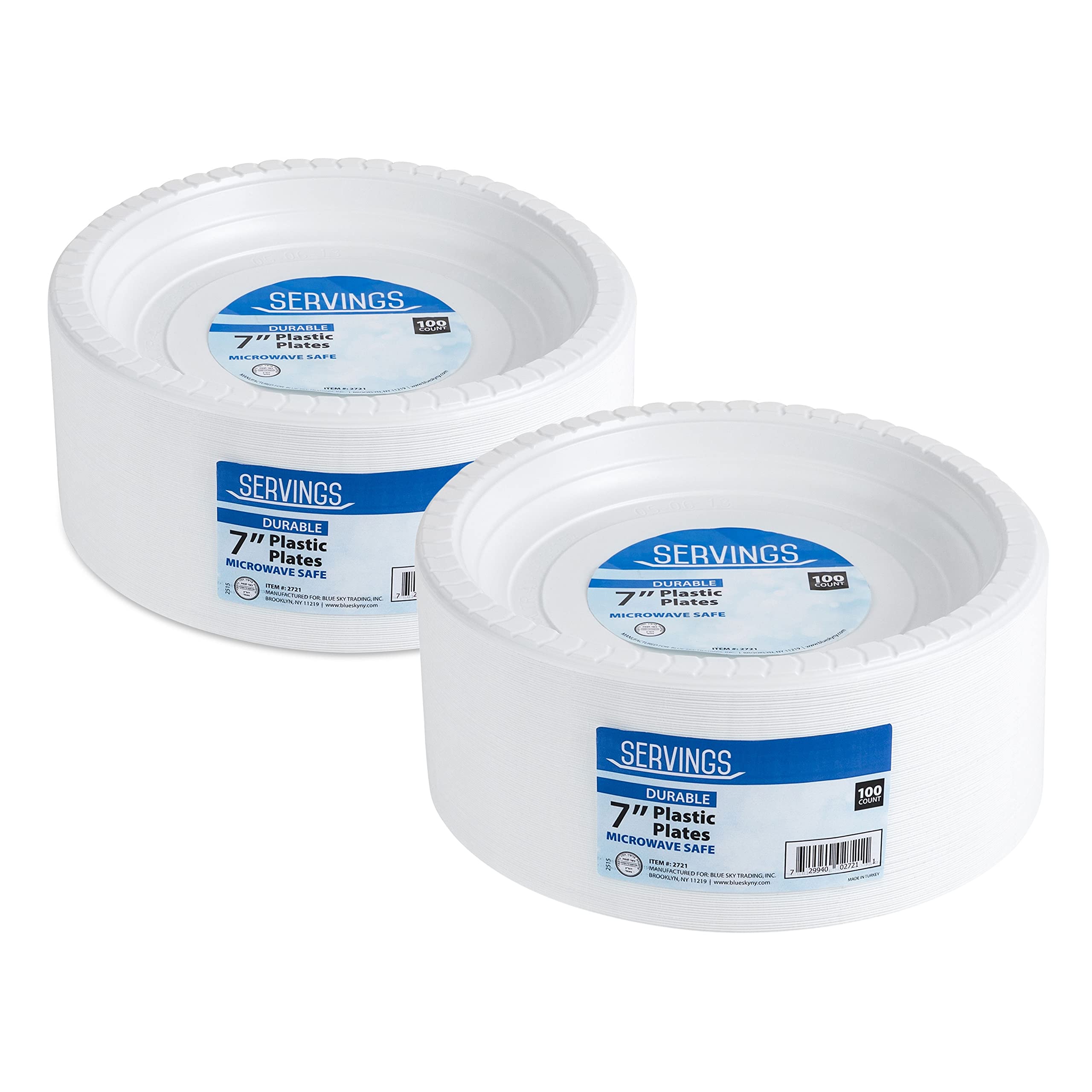 Blue Sky 7 Inch White Plastic Plates - [200 Count] Disposable Plastic ...