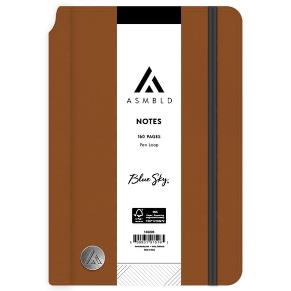 Blue Sky ASMBLD Notebook, 5.75" x 8.5", Non-Dated, Open Spine with Bungee Closure, Flexible Cover, Lined Pages for Journaling, Notes and Planning (Tan, 5.75" x 8.5")