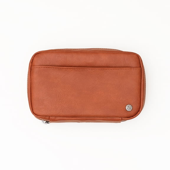 Blue Sky ASMBLD Tech Organizer, 8" x 4.5" x 2", Faux Leather, Non-Dated, Zip Closure, Travel Cable Organizer for Cords, Chargers, and Accessories (Zip Closure, Tan)