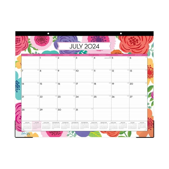 2024-2025 Blue Sky Planning Monthly Desk Pad Calendar, 22" x 17", Mahalo, July 2024 To June 2025, 100157-A25