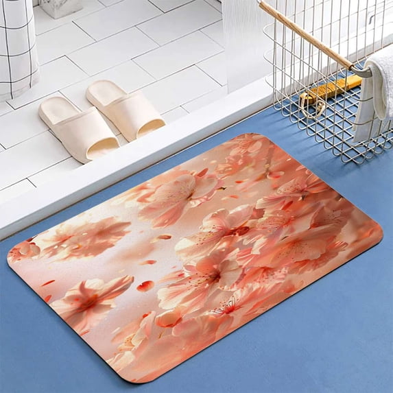 Blue Sky And Flora Diatomite Bath Mats Bathroom Absorbent Anti Slip Floor Mat Foot Carpet Quick Dry Shower Toilet Rug Doormat Washable