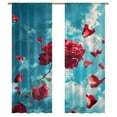 thumbnail image 1 of Blue Sky And Flora Sheer Window Curtains for Living Room Kitchen Bedroom Tulle Voile Hanging Curtain, 1 of 5