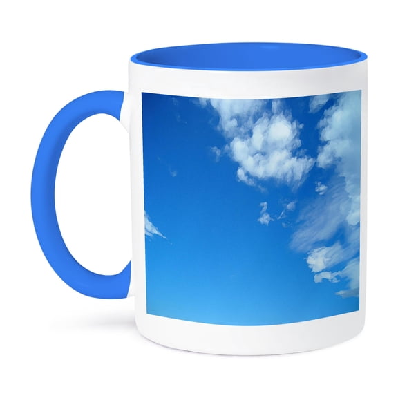 3dRose, Blue Sky and White Clouds, 11oz Two-Tone Blue Mug