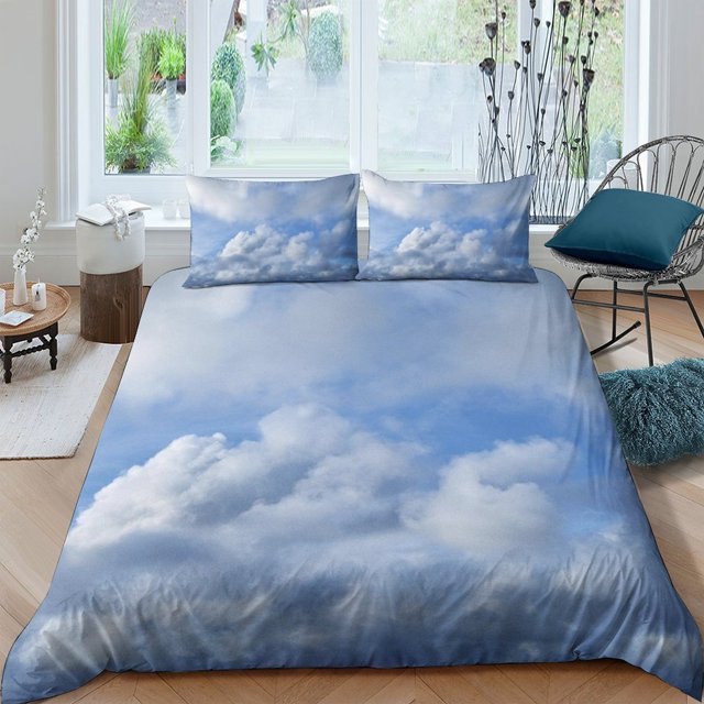 Blue Sky And White Clouds 3D Printed Bedding Set Quilt Cover Duvet